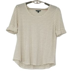 LAUREN Ralph Lauren sz 2X cream with gold stripes top